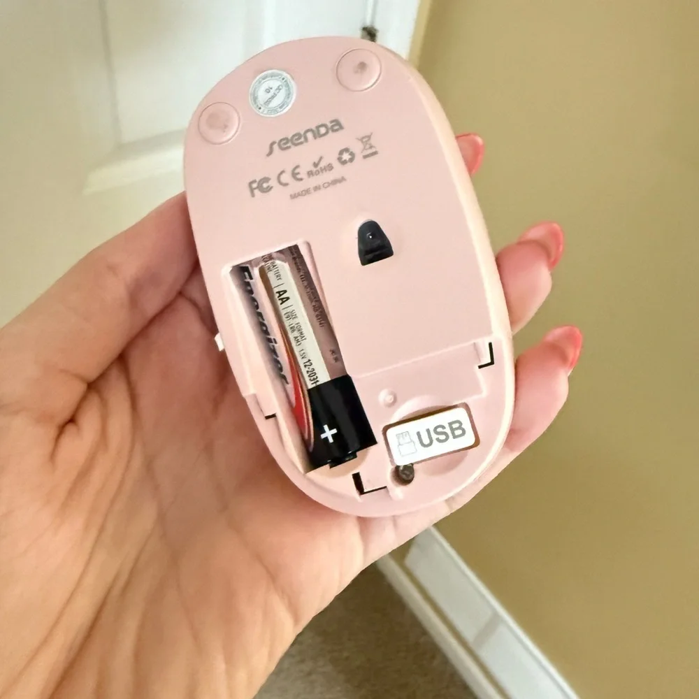 Pink Wireless Mouse with USB Receiver